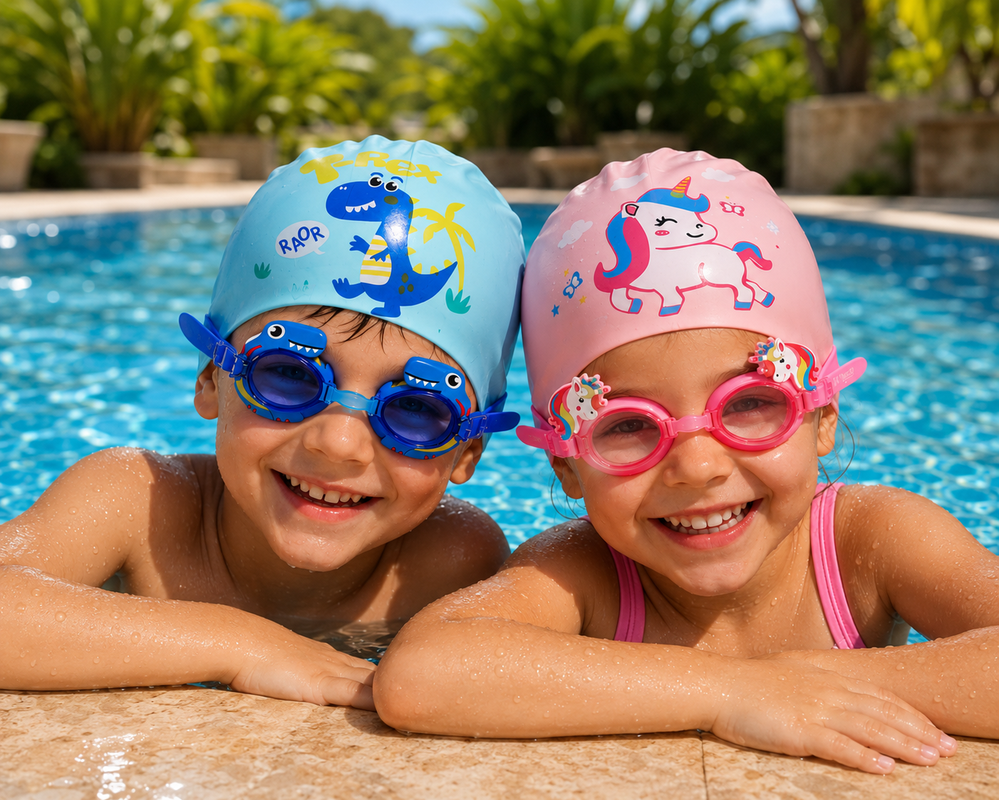 Kit Para Niños Gorro De Natación, Gafas De Natación, Tapaoídos y Nariguera