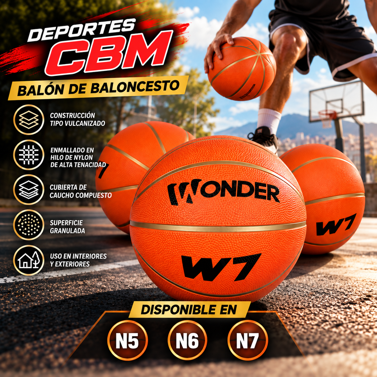 Balón de Baloncesto No.5 No.6 o No.7 Wonder Sport
