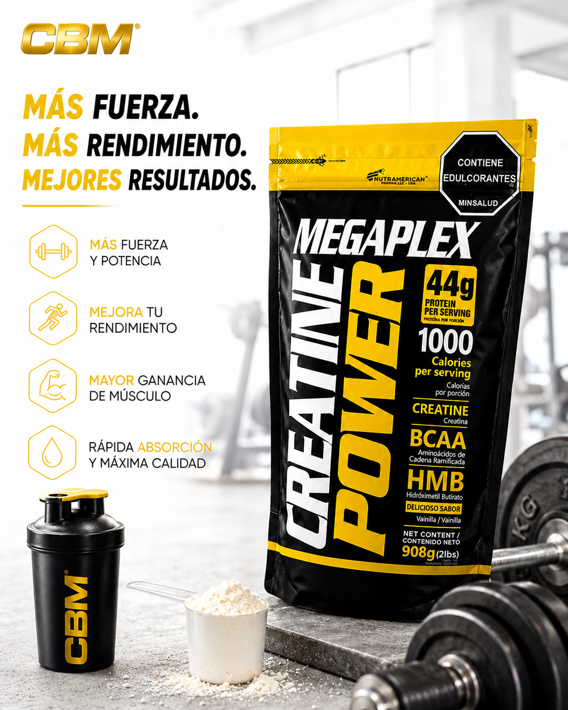 Megaplex Creatine Power 10 Lb - Proteína De Suero De Leche + Creatina Monohidrato