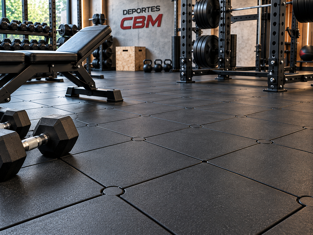 Piso Protector de Caucho para Gimnasio, Pesas y Entrenamiento Deportivo