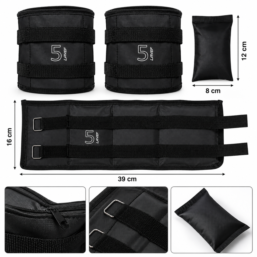 PESAS TOBILLERAS AJUSTABLES DE 10 LBS / 5KG PARA PIERNAS, GLÚTEOS Y ABDOMEN
