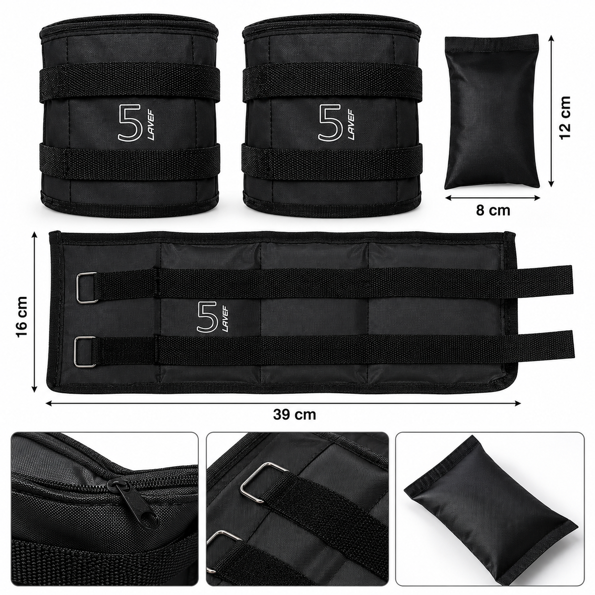 PESAS TOBILLERAS AJUSTABLES DE 10 LBS / 5KG PARA PIERNAS, GLÚTEOS Y ABDOMEN