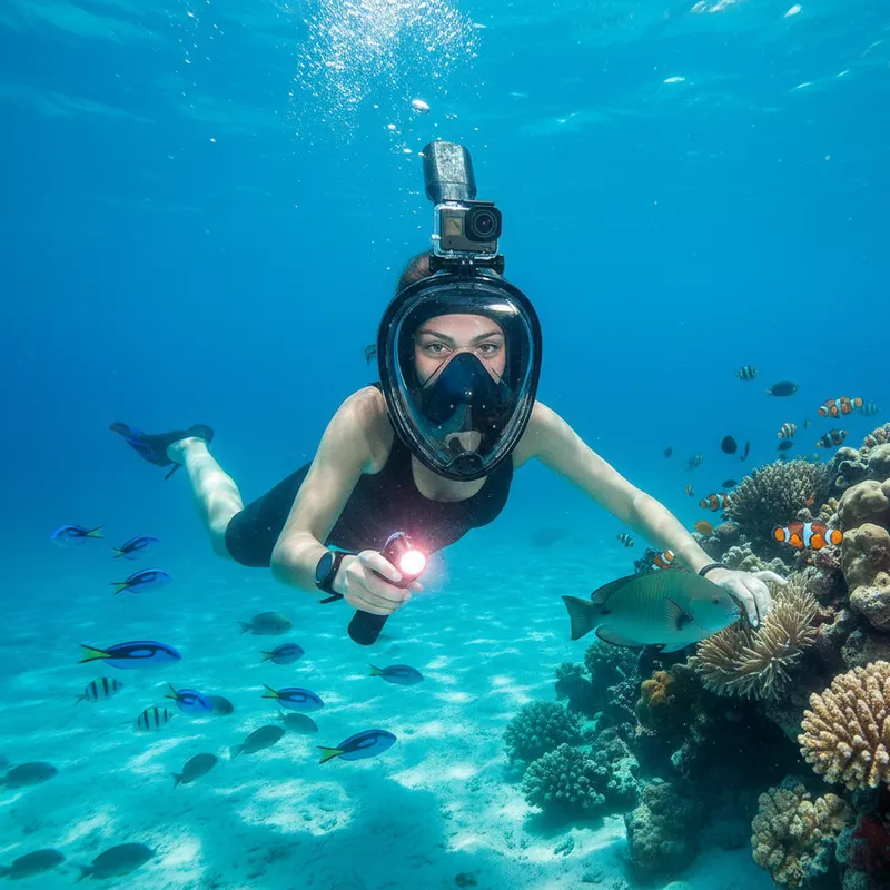 Careta Rostro Completo Profesional Vision Completa 180° Con Snorkel