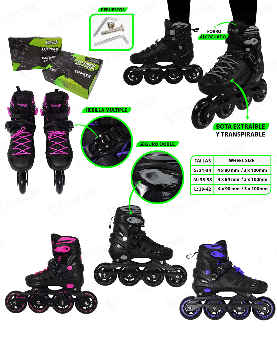 Patines En Linea Semiprofesionales Wonder Ajustables Tallas 31-42