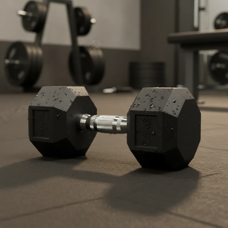 Mancuerna Hexagonal de Acero Encauchetada en Goma Negra para Gimnasio