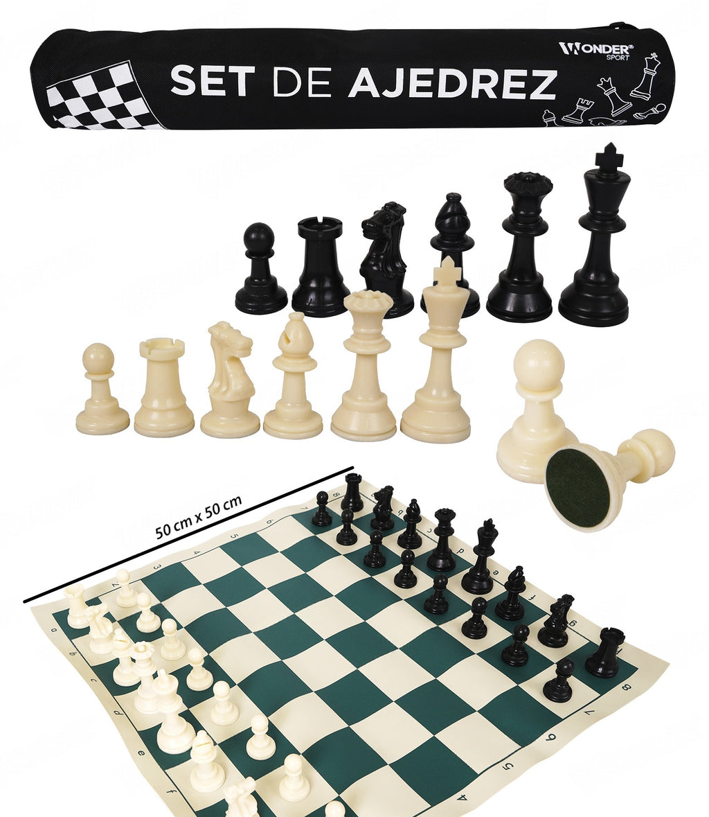 AJEDREZ DE LUJO PORTÁTIL + ESTUCHE TUBULAR + LONA EN CUERINA