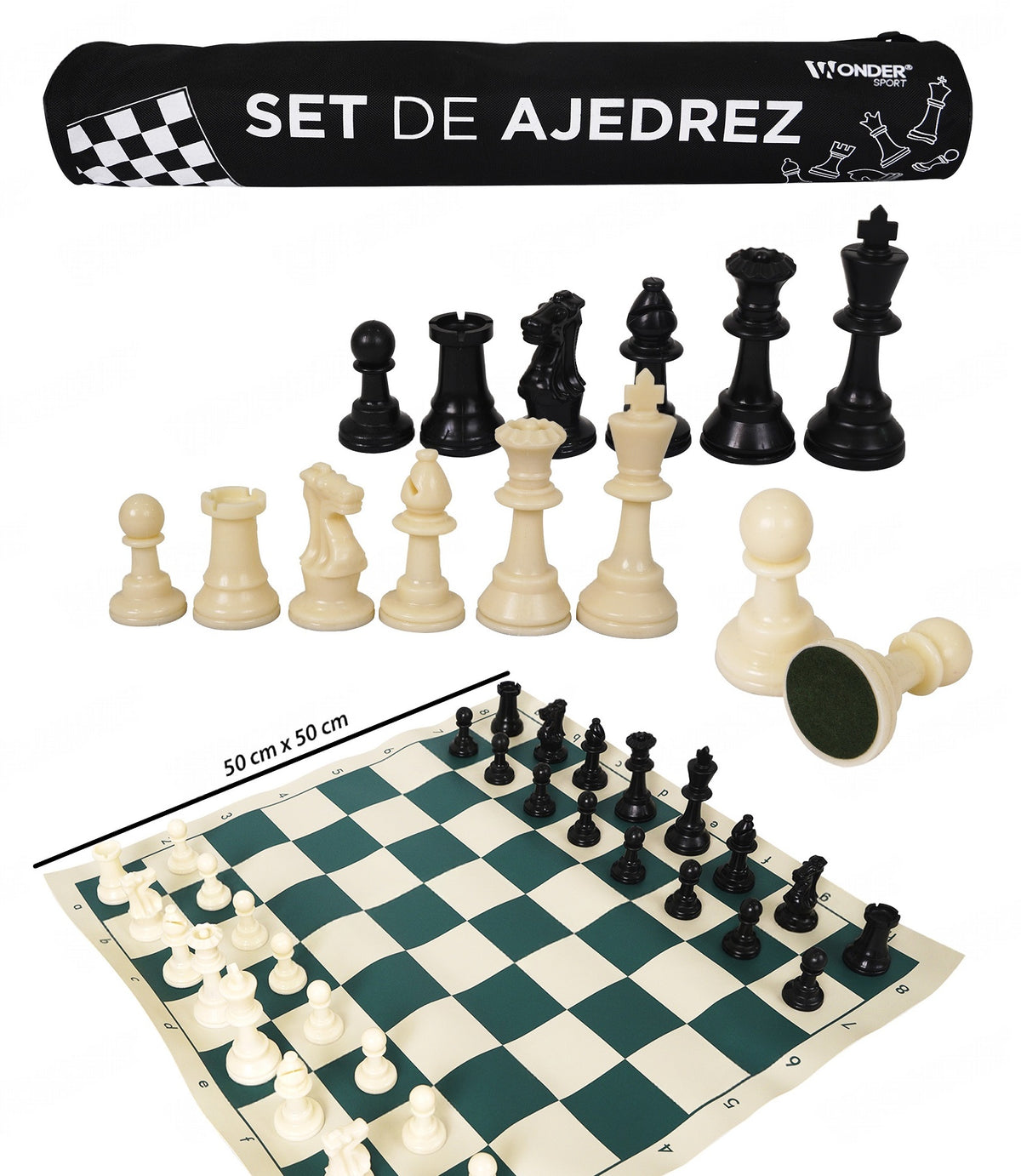 AJEDREZ DE LUJO PORTÁTIL + ESTUCHE TUBULAR + LONA EN CUERINA