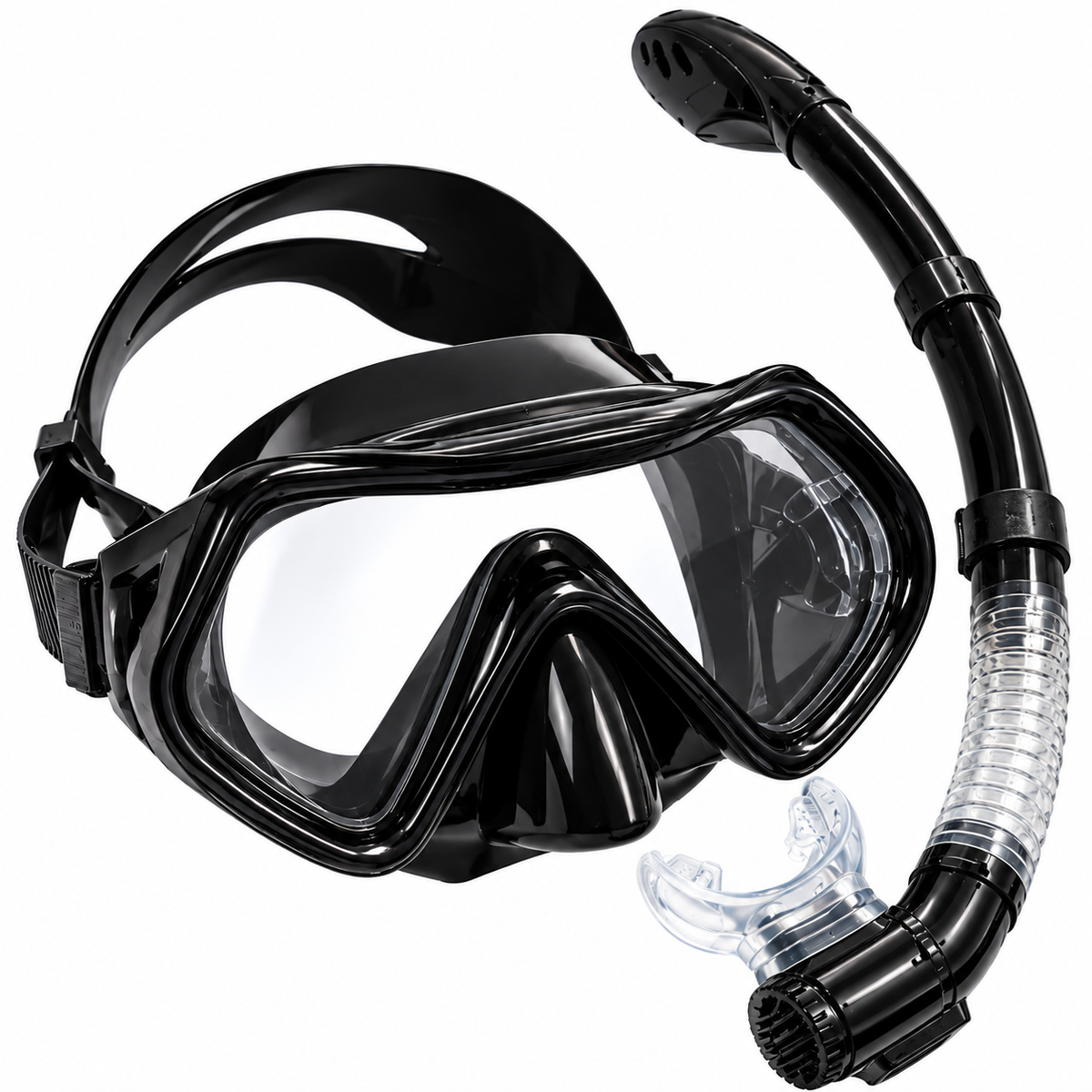 Kit Careta y Snorkel Profesional en Vidrio Templado para Buceo y Pesca
