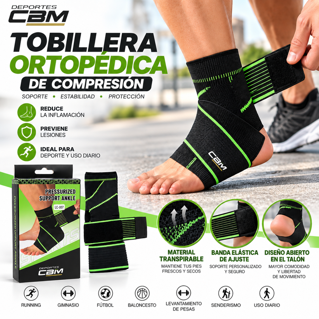 Tobillera Ortopédica Deportiva con Compresión y Banda de Ajuste
