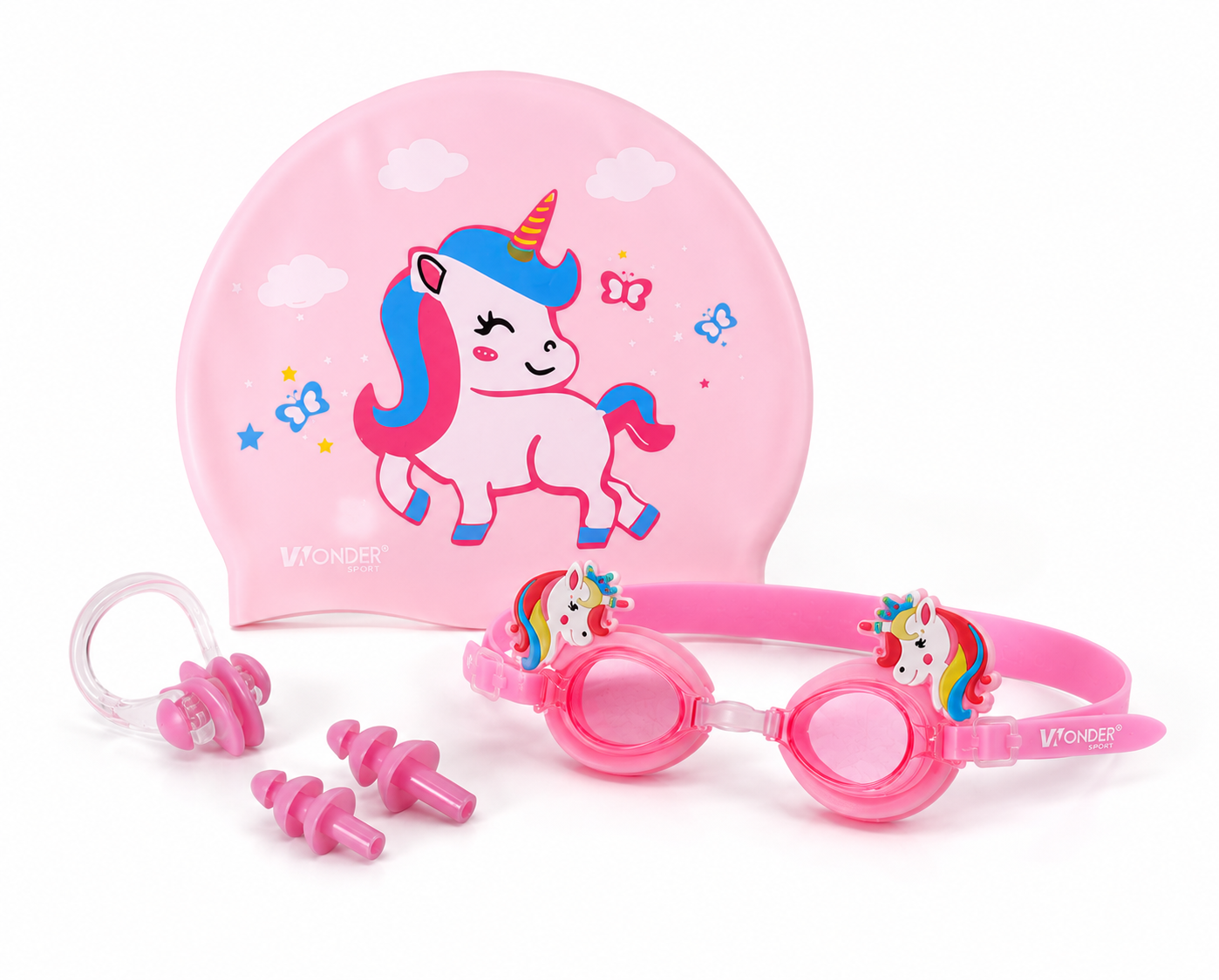 Kit Para Niños Gorro De Natación, Gafas De Natación, Tapaoídos y Nariguera