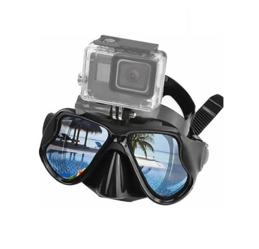 Careta De Buceo En Vidrio Templado Con Soporte De Camara + Estuche De Lujo