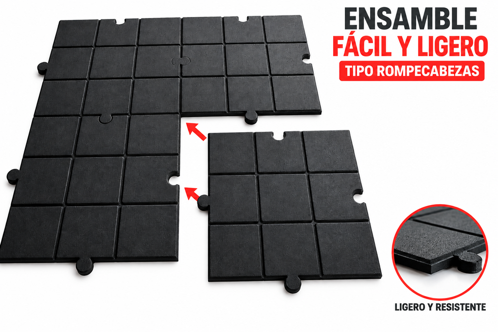 Piso Protector de Caucho para Gimnasio, Pesas y Entrenamiento Deportivo