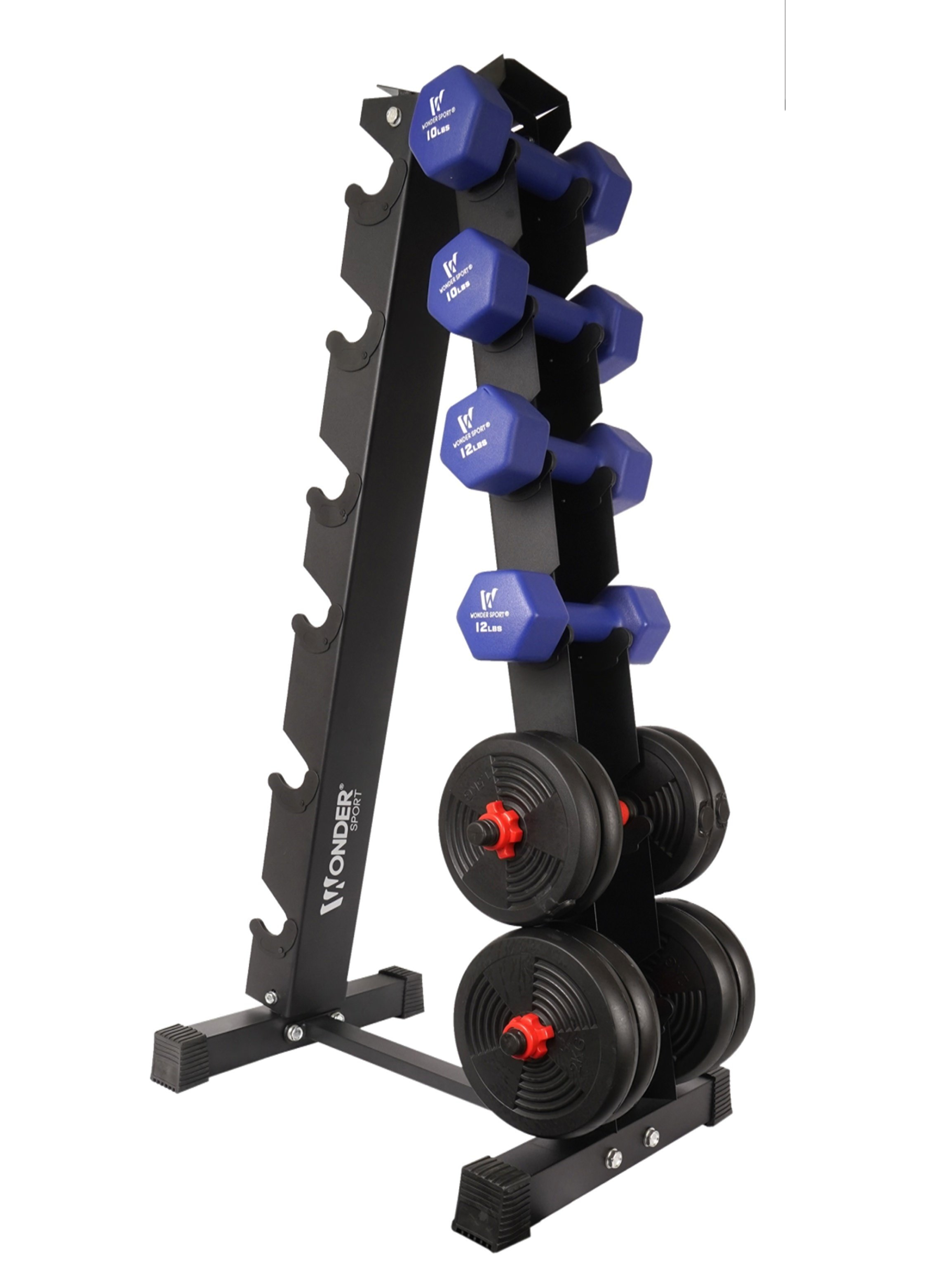 Rack Organizador para Mancuernas Hexagonales y Pesas de Discos – Base Soporte para Gimnasio