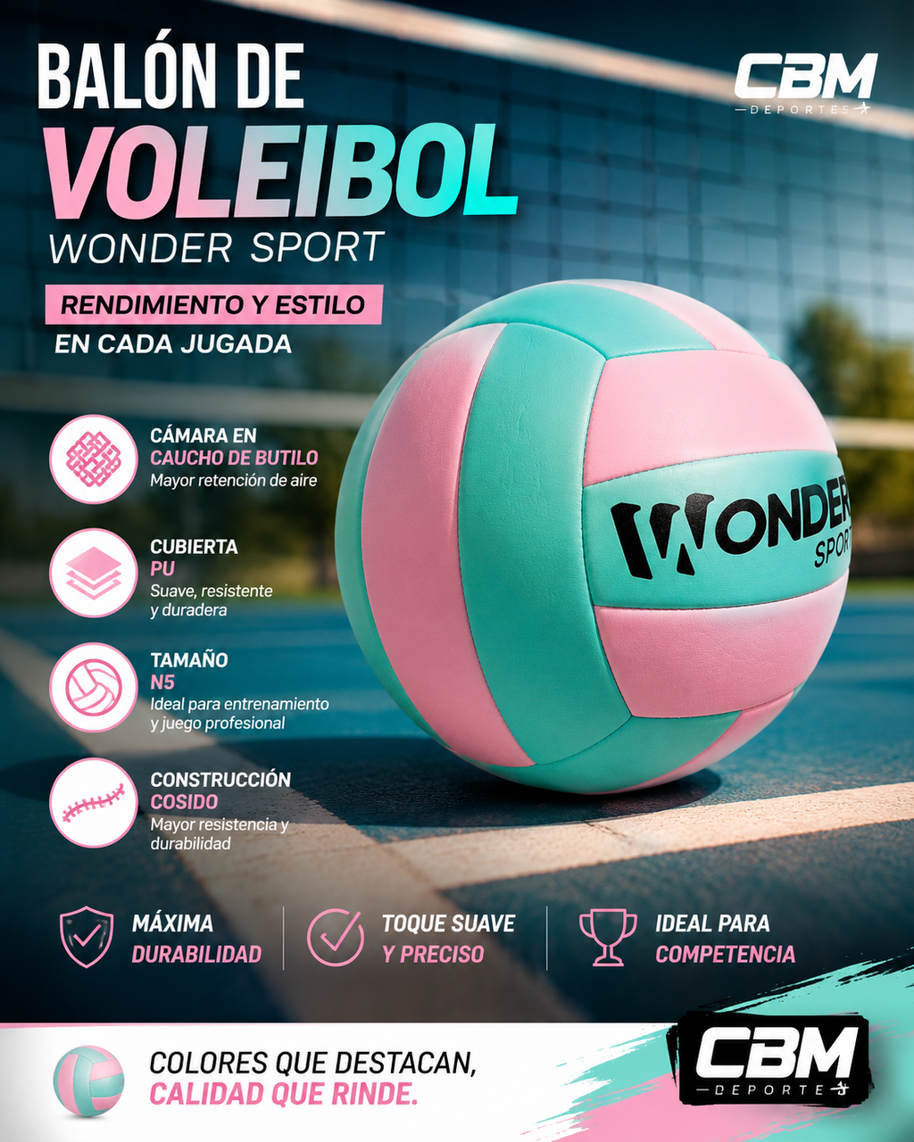 Balón De Voleibol Marca Wonder Sport