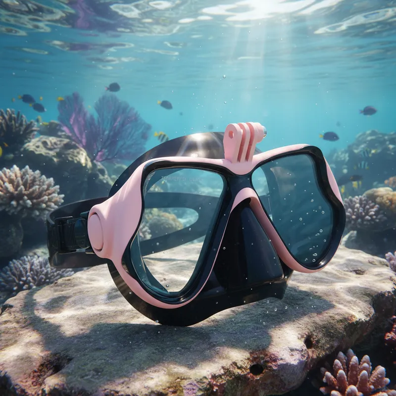 Careta De Buceo En Vidrio Templado Con Soporte De Camara + Estuche De Lujo