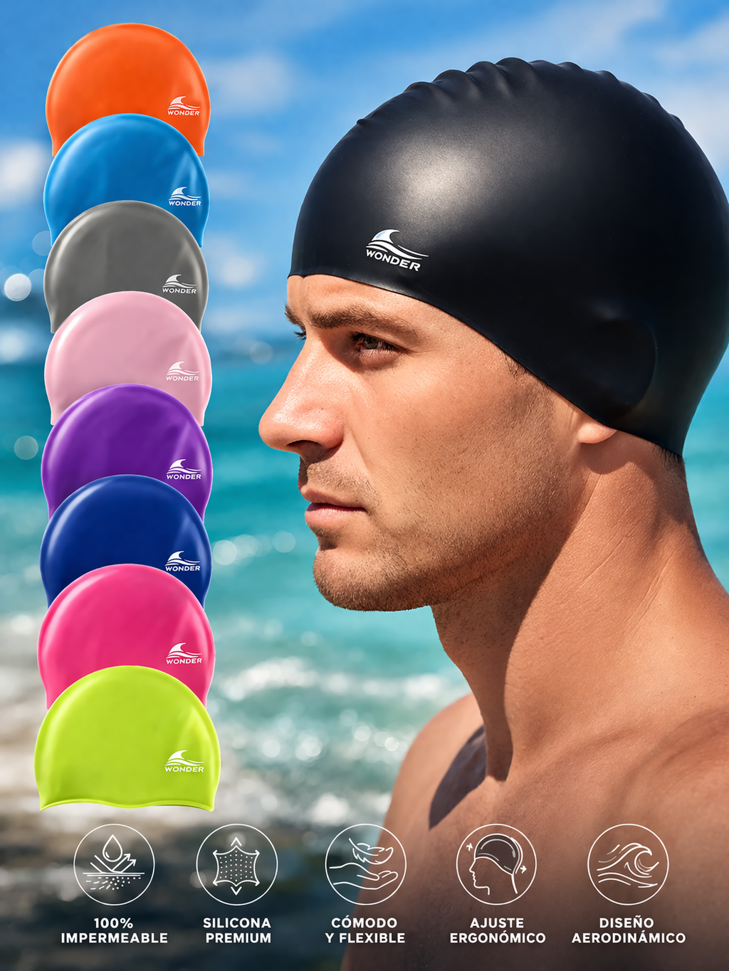 GORRO DE NATACION PARA PISCINA EN SILICONA