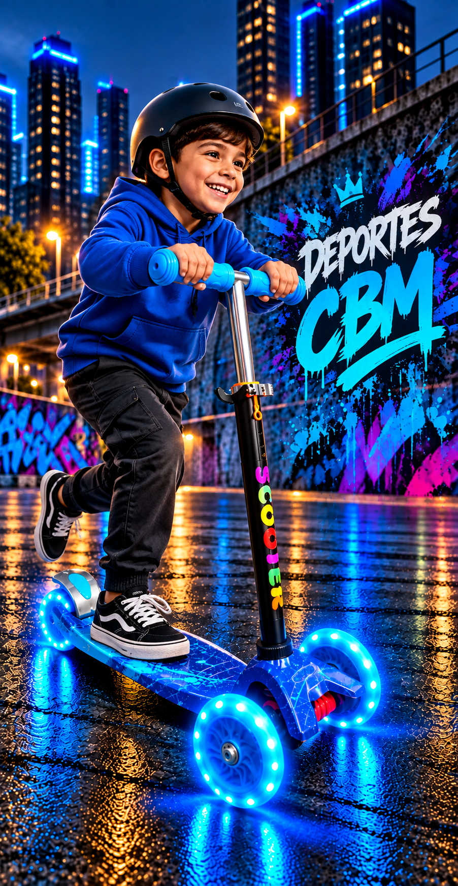 Scooter Infantil 4 Ruedas con Luces LED en las Ruedas – Monopatín Patineta Montable