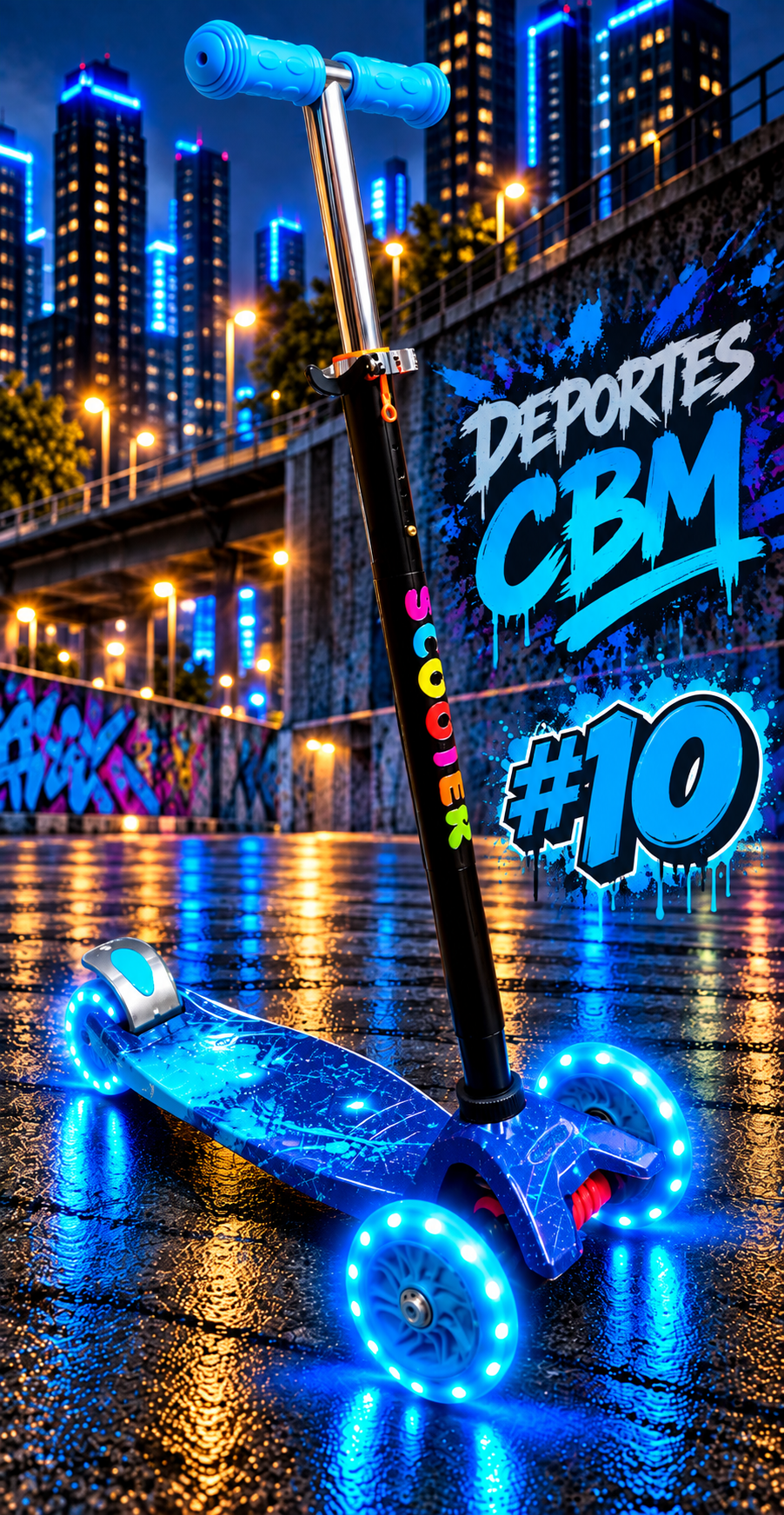 Scooter Infantil 4 Ruedas con Luces LED en las Ruedas – Monopatín Patineta Montable