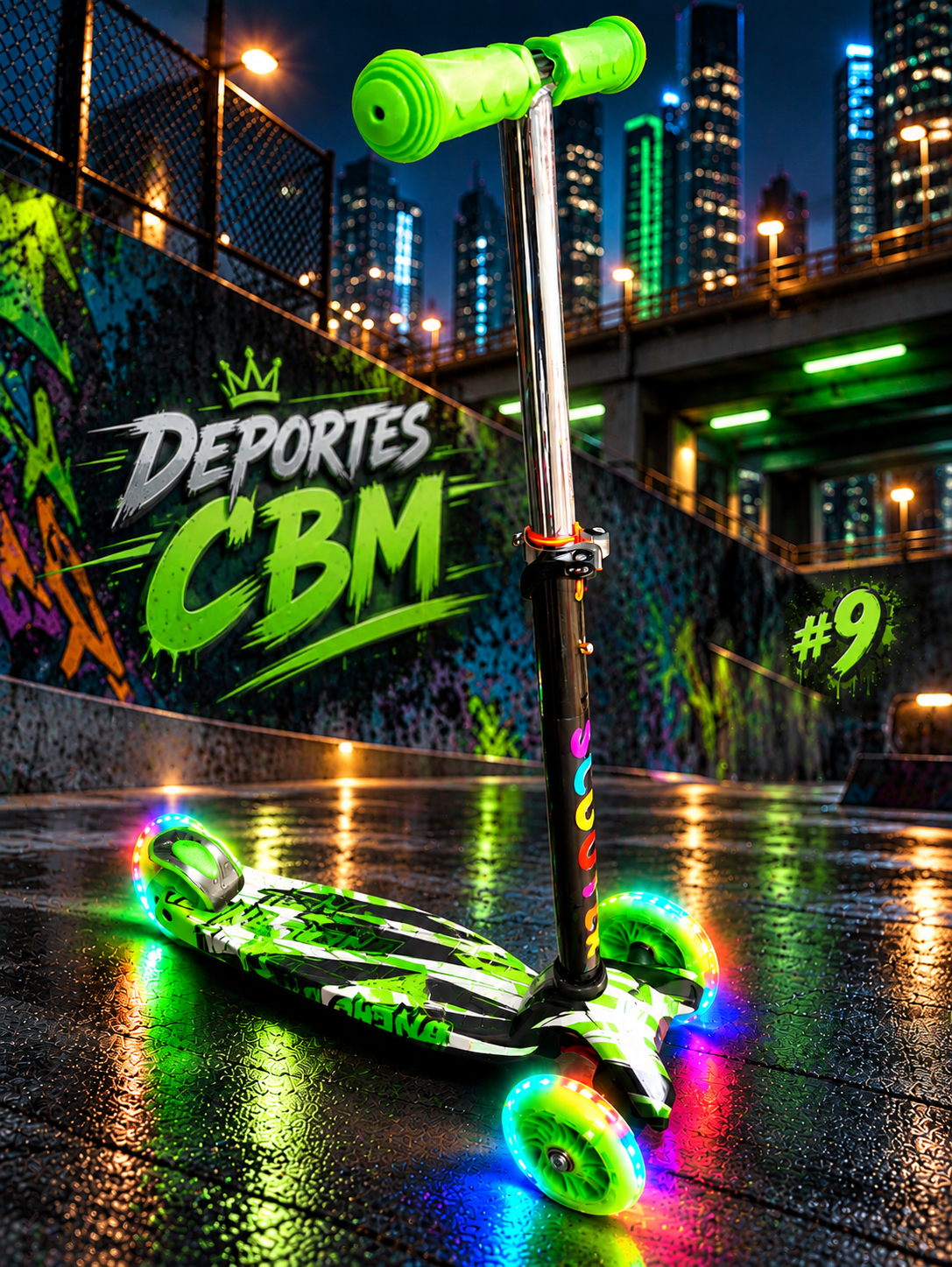 Scooter Infantil 4 Ruedas con Luces LED en las Ruedas – Monopatín Patineta Montable