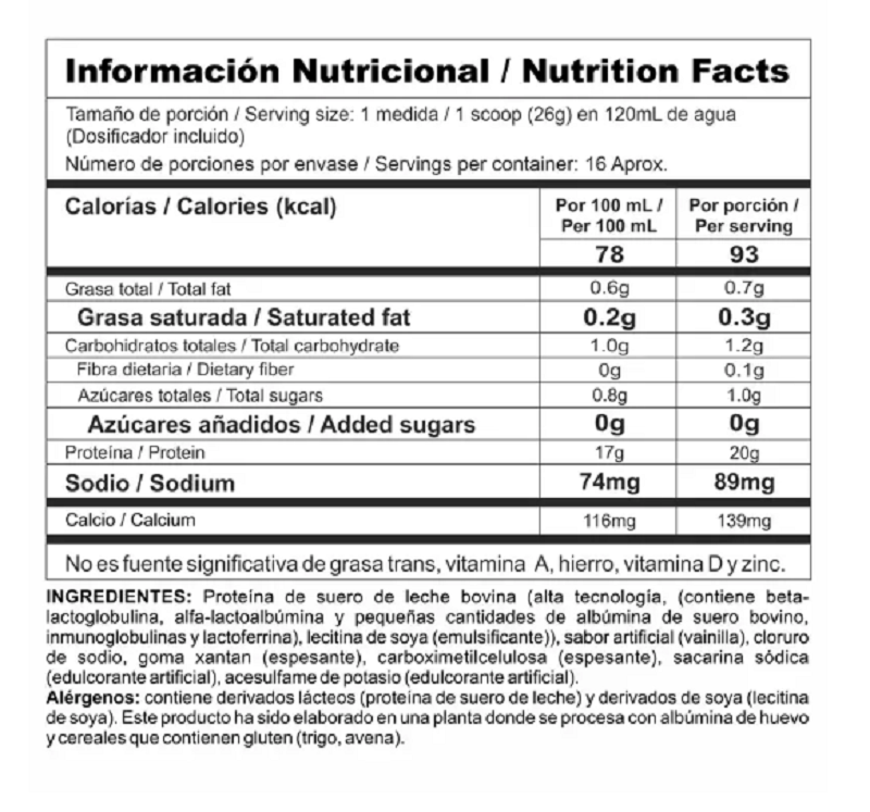 Proteína Whey Protein Bipro Classic Vainilla 0.9Lb