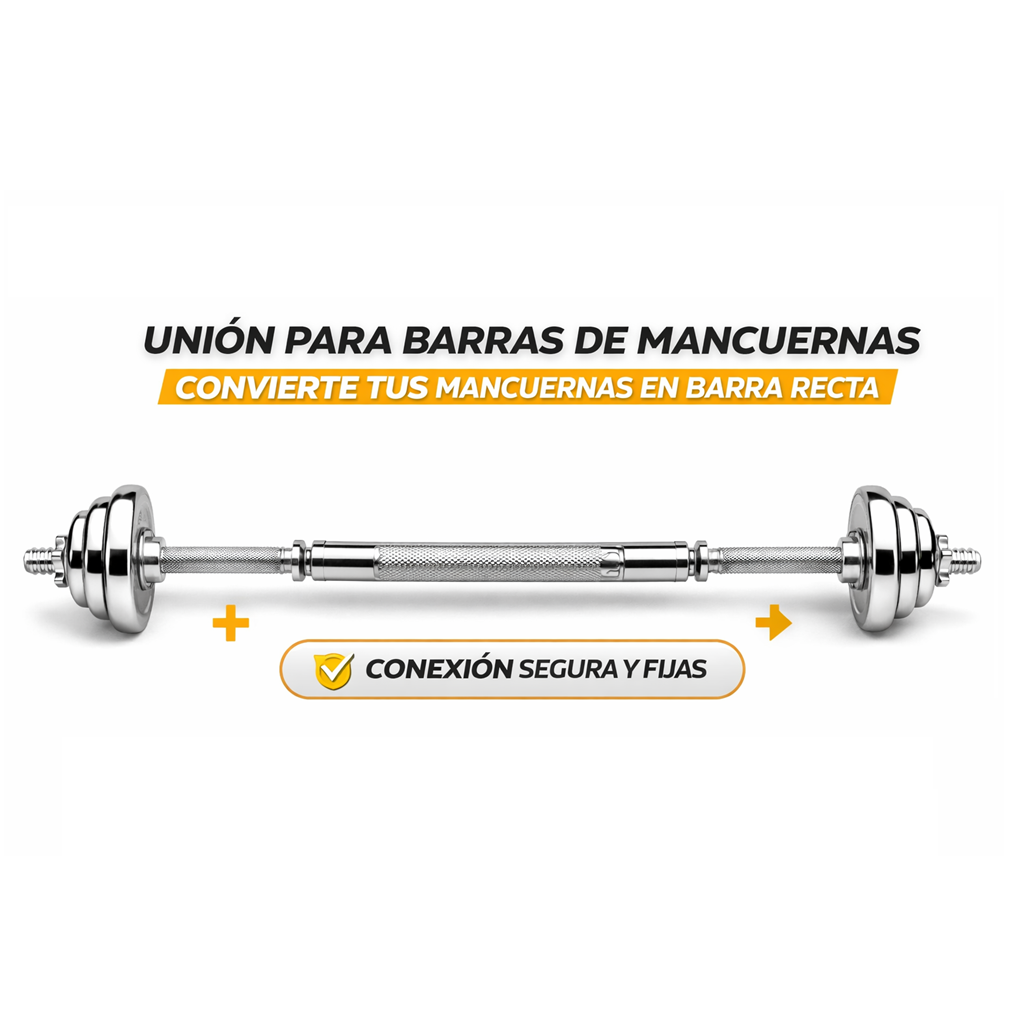 Unión para Barra de Mancuerna de Rosca – Adaptador y Acople para Pesas