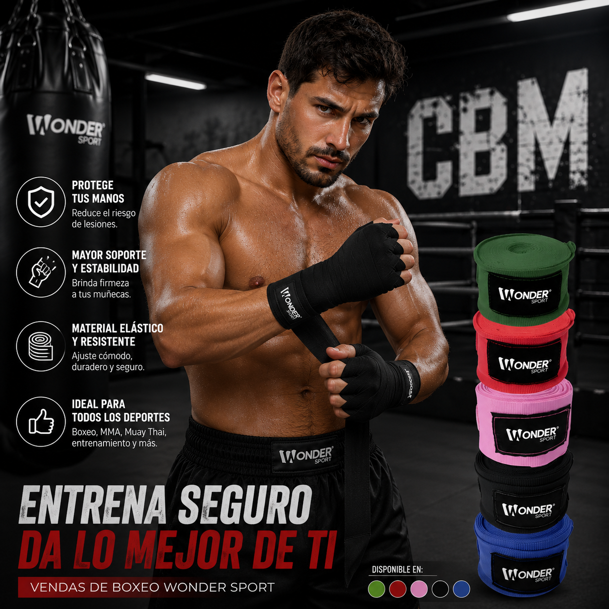 Vendas de Boxeo Largas 4.5 Metros para MMA, Boxeo y Artes Marciales